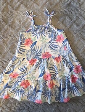 Tommy Bahama Blue and White Tropical Tie-Shoulder Dress (2T)